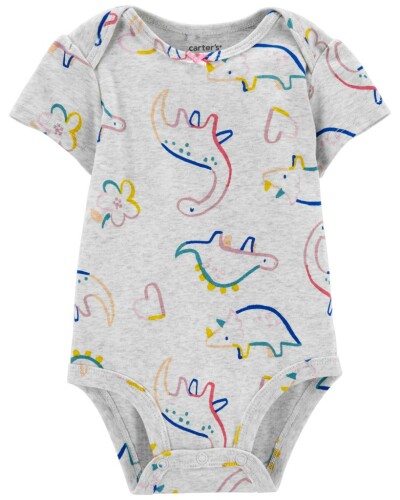 CARTER'S Body krátký rukáv Grey Dino holka 9m