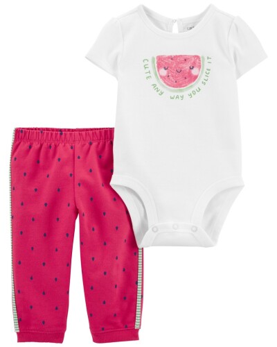 CARTER'S Set 2dílný tepláky, body kr. rukáv Pink Watermelon holka NB/ vel. L 56