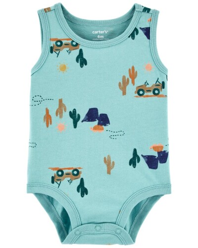 CARTER'S Body bez rukávů Blue Jeep kluk 6m