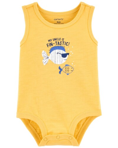 CARTER'S Body bez rukávů Yellow Fish kluk NB/vel. 56