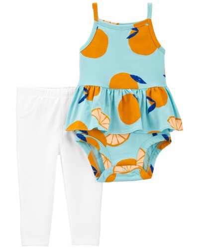 CARTER'S Set 2dílný body na ramínka, legíny Blue Orange holka 12m