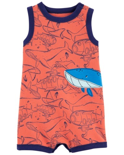 CARTER'S Overal letní Orange Whale kluk 3m