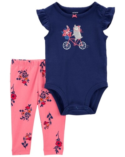 CARTER'S Set 2dílný body kr. rukáv, legíny Navy Bike holka 9m