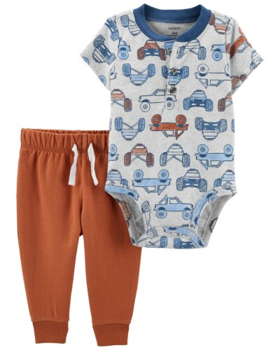 CARTER'S Set 2dílný body kr. rukáv, tepláky Brown Cars Henley kluk 12m