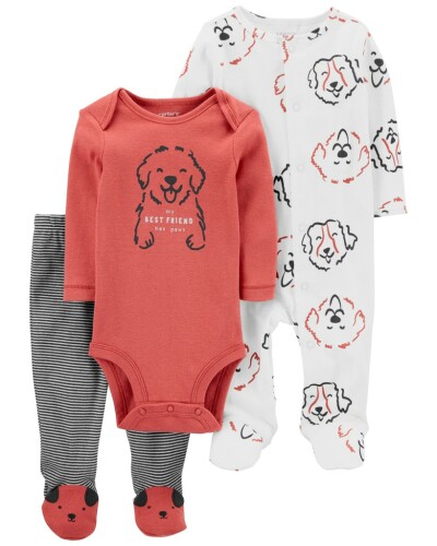 CARTER'S Set 3dílný body dl. rukáv, overal, polodupačky Red Dog kluk LBB NB/ vel. 56