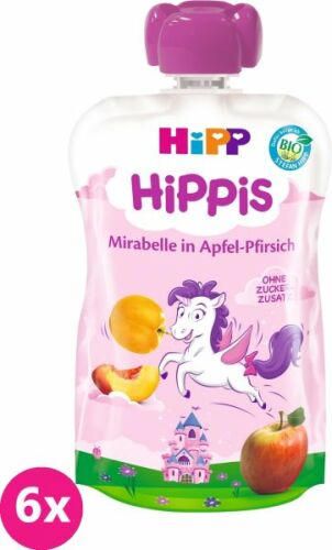 6x HiPP BIO HiPPiS Jablko, Broskev, Mirabelka (12m+) 100 g