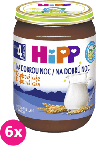 6x HiPP BIO Na dobrou noc krupicová (190 g) - mléčná kaše