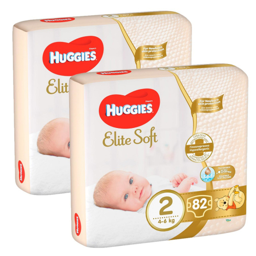 2x HUGGIES® Elite Soft Pleny jednorázové 2 (4-6 kg) 82 ks