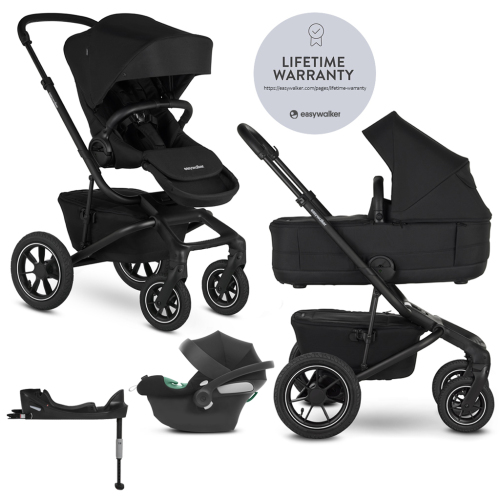 EASYWALKER Kočárek kombinovaný Jimmey 2v1 Pepper Black LITE AIR + CYBEX Aton B2 i-Size + základna