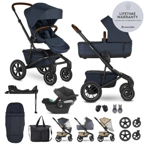 EASYWALKER Kočárek kombinovaný Jimmey Indigo Blue XXL AIR + RWS + CYBEX Aton B2 i-Size + základna