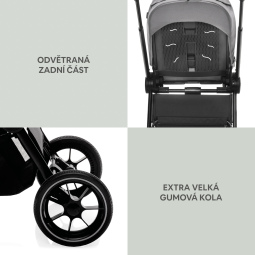 Set kočárek Move Cross 3 + hluboká korba  Move XL 3 + autosedačka + báze, Metal Grey