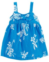 CARTER'S Šaty Blue Floral holka 18m