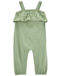 CARTER'S Overal bez nožiček na ramínka Green Embroidery holka 18m