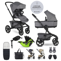 EASYWALKER Kočárek kombinovaný Jimmey Iris Grey XXL RWS + KIDDY Evoluna i-size 2 + základna